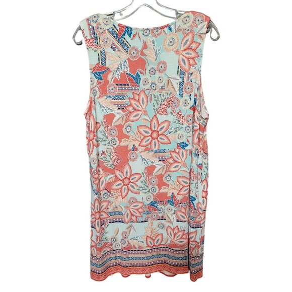 J Jill Size XL Petite Dress Tank Lightweight Rayon Knit Pleated Long Floral - Picture 3 of 11